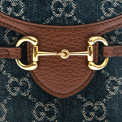 グッチ GUCCI GGデニム ホースビット ミニ ショルダーバッグ ブルー