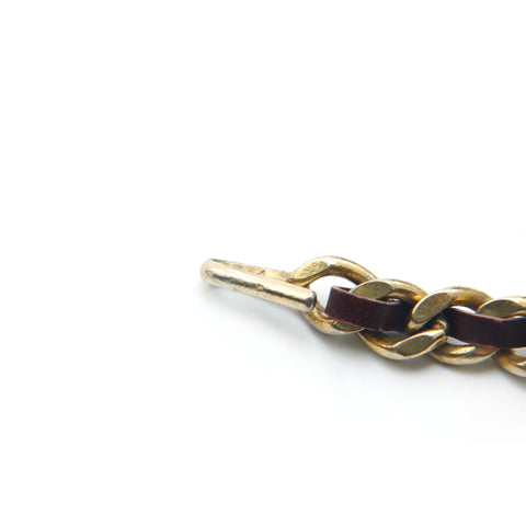 シャネル CHANEL ライオン チェーンレザー ベルト ブラウン P13373