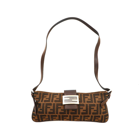 フェンディ FENDI ズッカ柄 ショルダーバッグ キャンバス ブラウン
