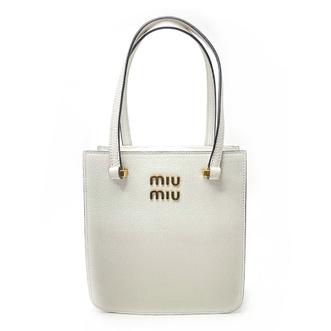 Miu Miu Miu Madras Leather Square Bag Shoulder Bag Calf White
