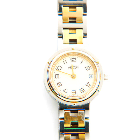 エルメス HERMES クリッパー コンビ クォーツ 腕時計 シルバー