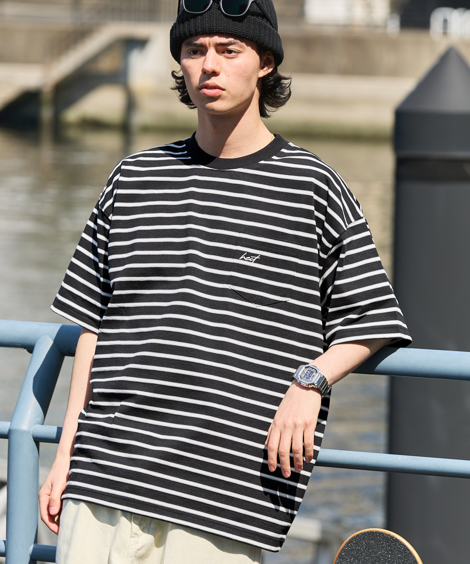 HECT】Big Border S/S Tee / ビッグシルエットボーダー半袖Tシャツ