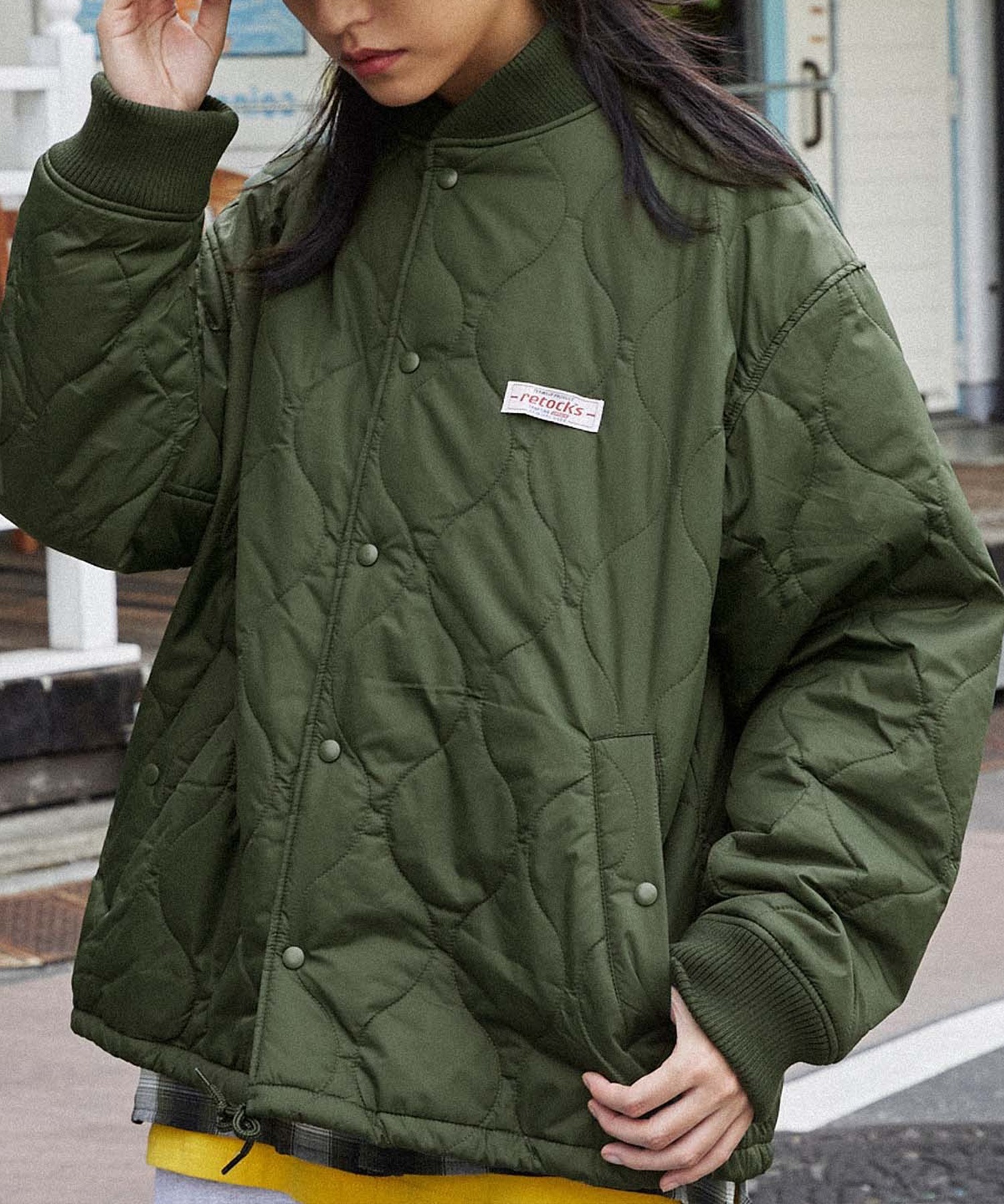 retock's】ロゴピスネーム ビッグシルエット 撥水ナイロン中綿