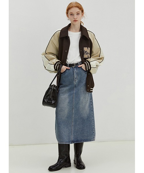 フェイクレザースリーブロゴスタジャン FD22W053【Fano Studios