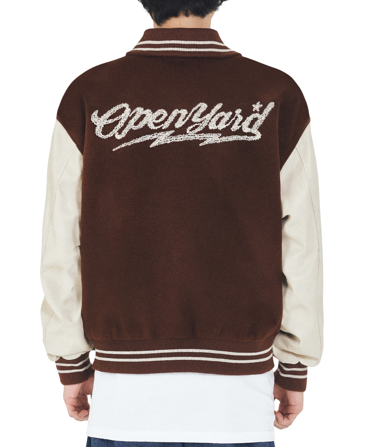 OY/オーワイ』 ZIGZAG EMBROIDERY VARSITY JACKET/エンブロイデリー