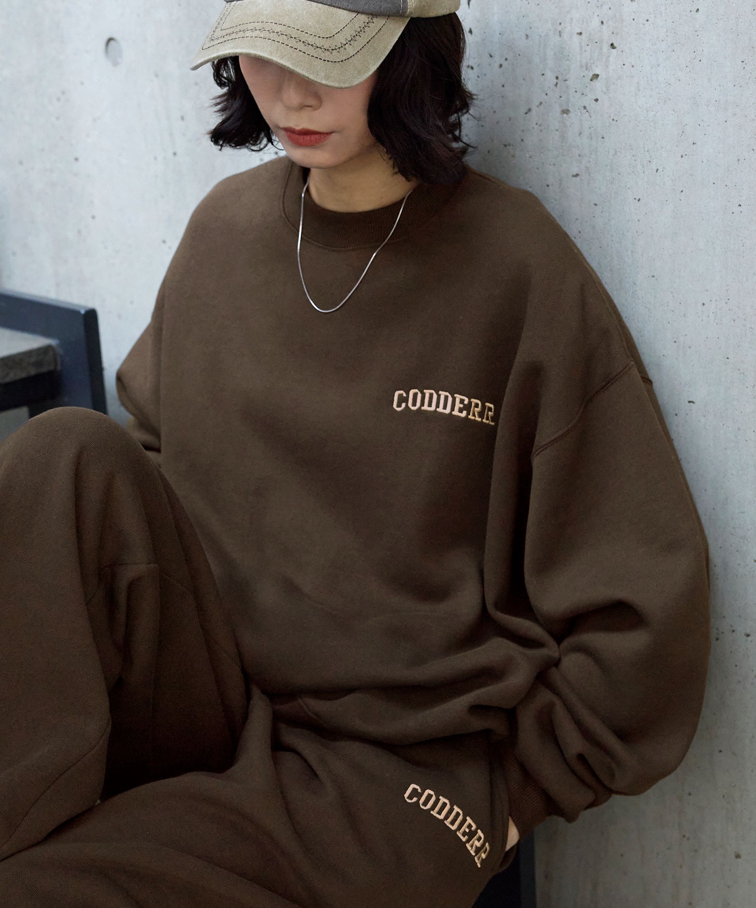 CODDERR】アーチロゴ刺繍 ヘビーウェイト裏起毛スウェットセットアップ