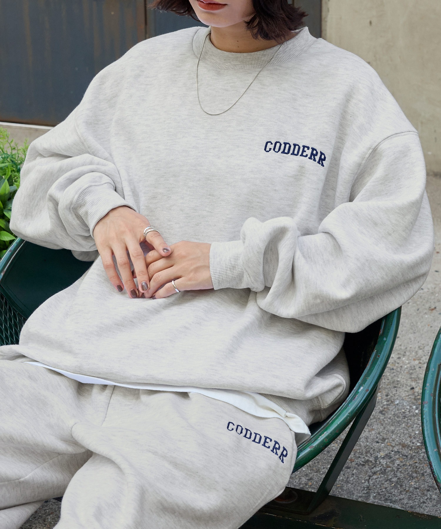 CODDERR】アーチロゴ刺繍 ヘビーウェイト裏起毛スウェットセットアップ