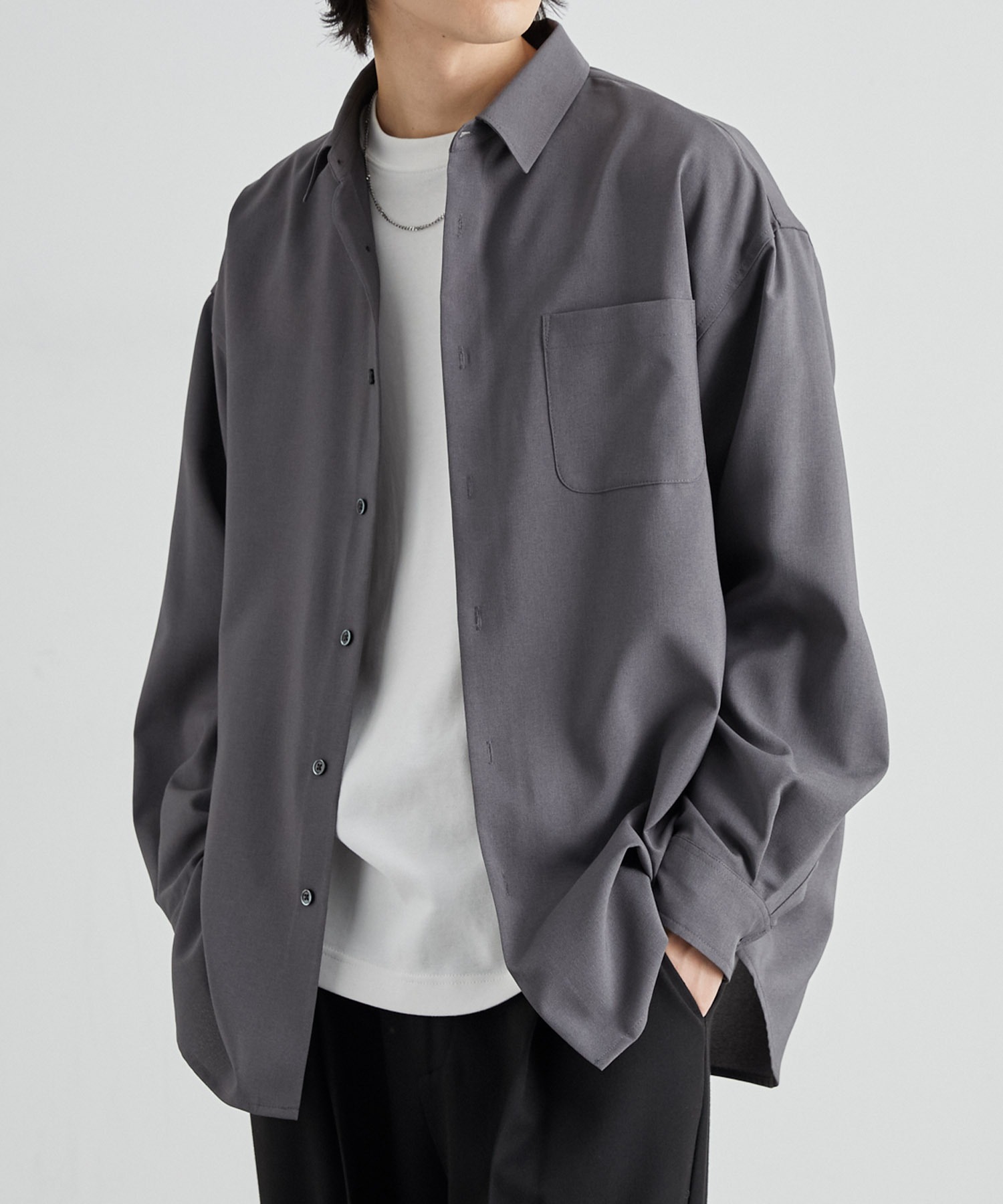 ハイコンフォート フレンチフロント レギュラーカラーシャツ〈UVカット