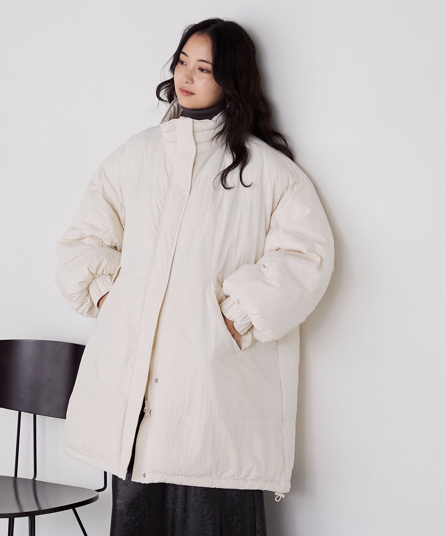 forksy.】〈撥水加工〉ビッグドロスト付きハイネックモンスター中綿