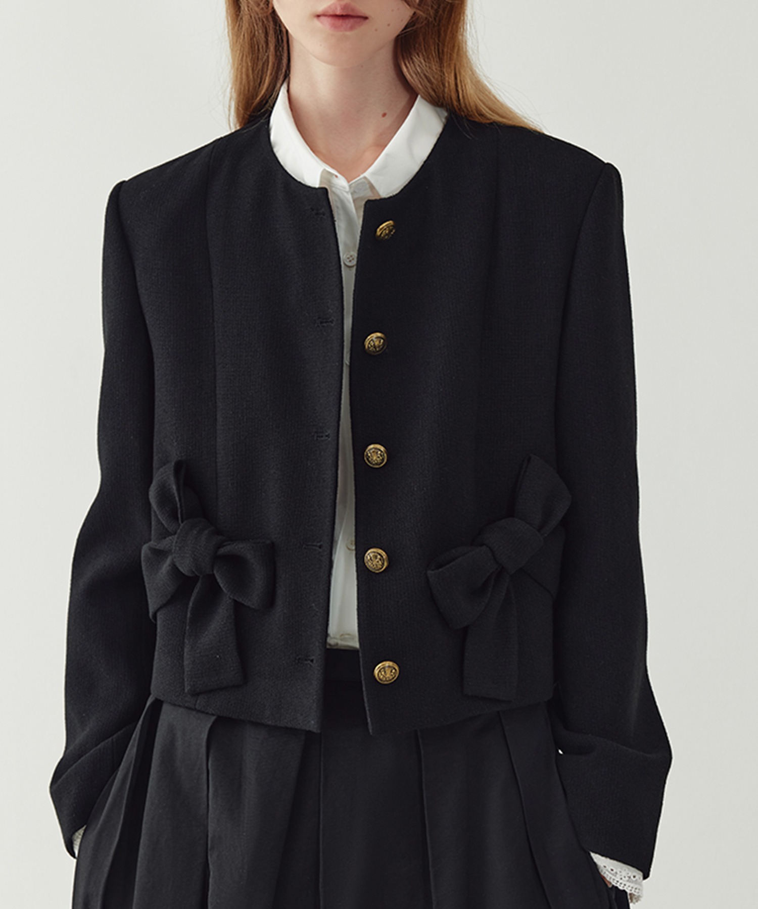 リボンデザイン ノーカラージャケット FQ24W076【Fano Studios