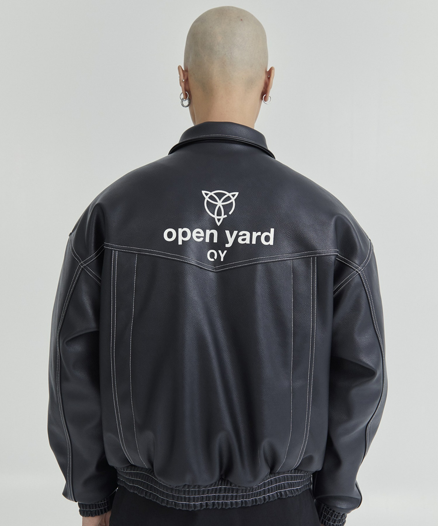 OY/オーワイ』BACK TUCK LOGO VEGAN LEATHER JACKET/バックタックロゴ