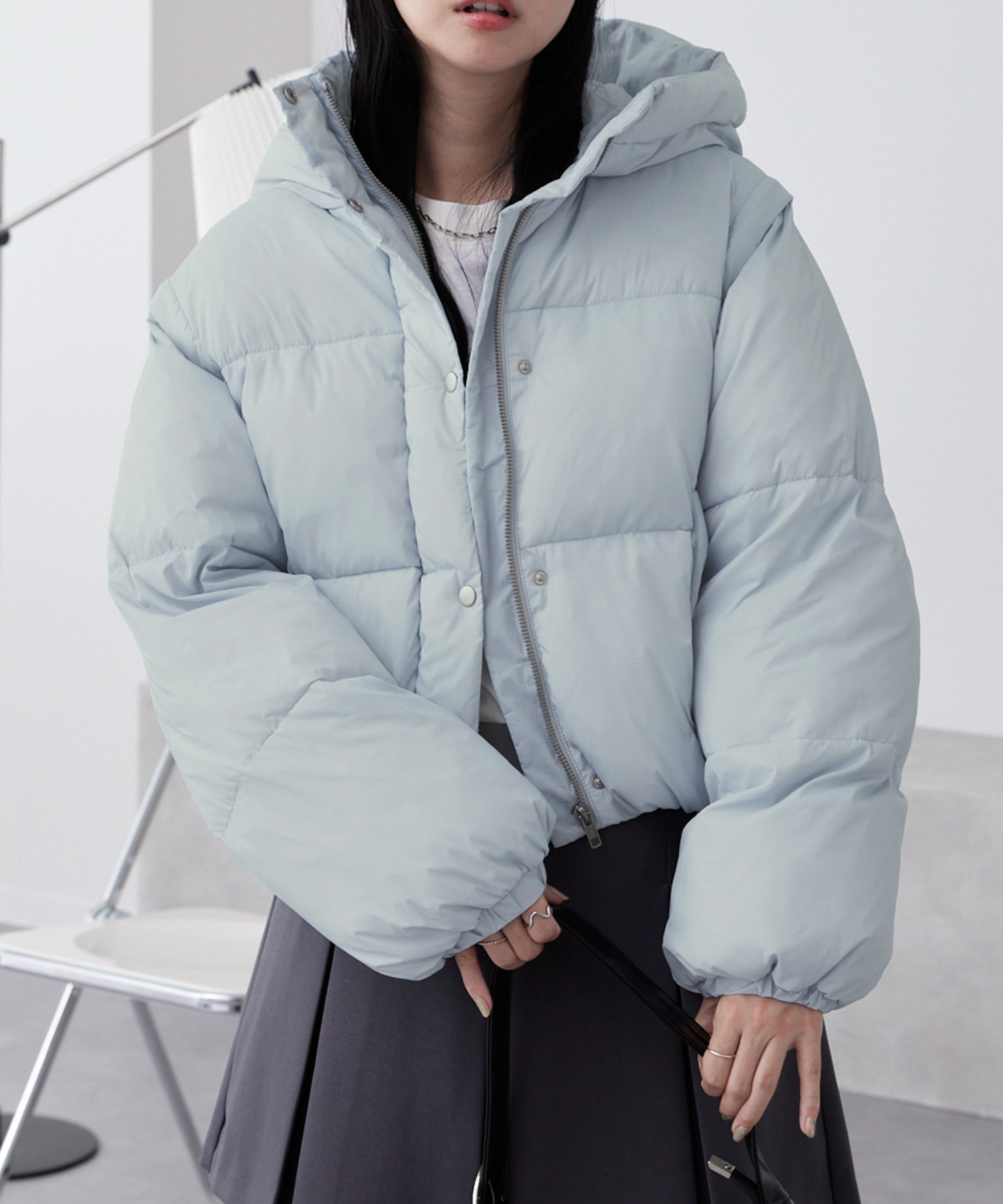 2WAYシャインナイロンフード中綿ジャケット/ベスト MONO-MART│MONO