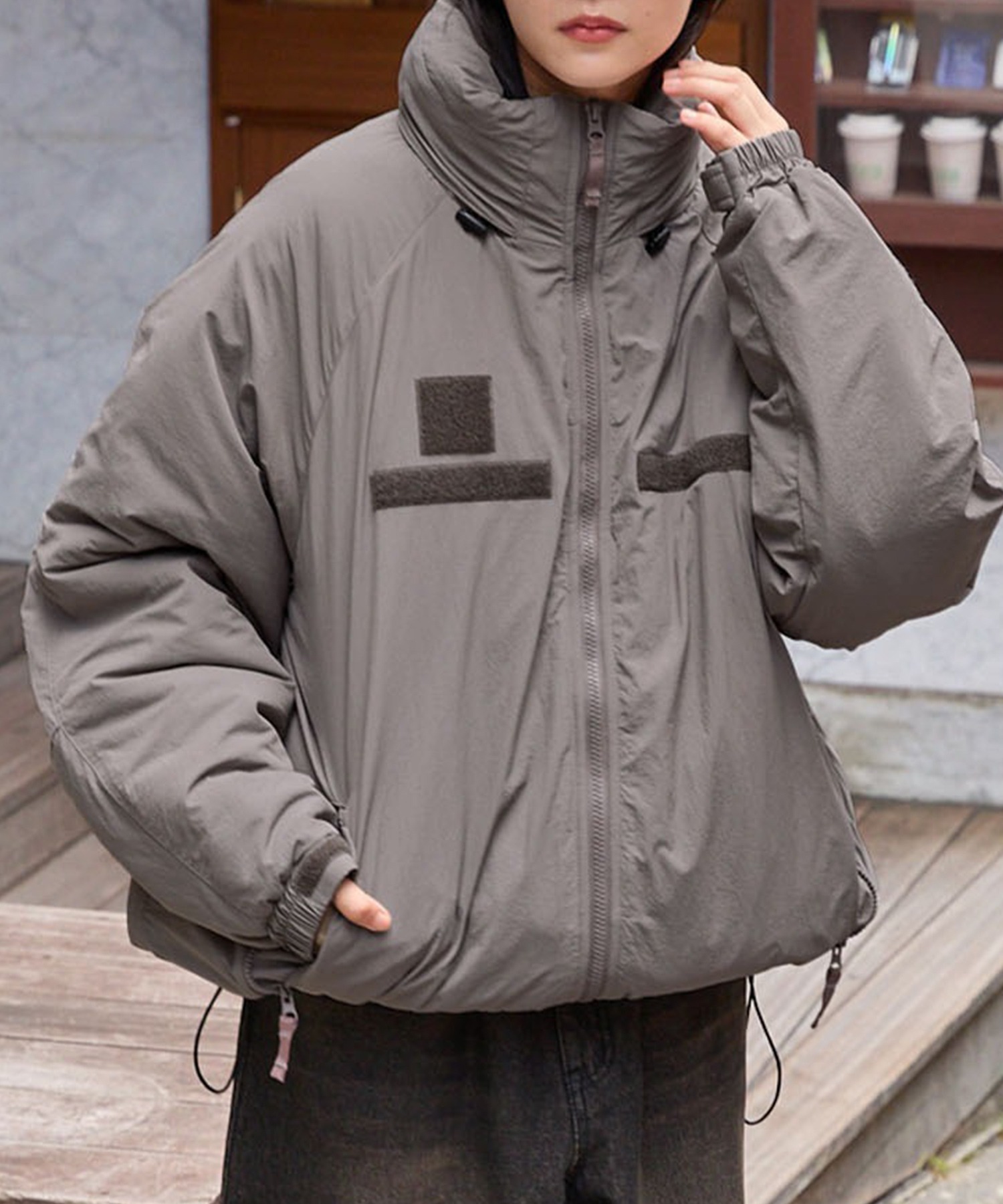 2WAY 撥水ナイロン ビッグシルエット ミリタリーショート中綿