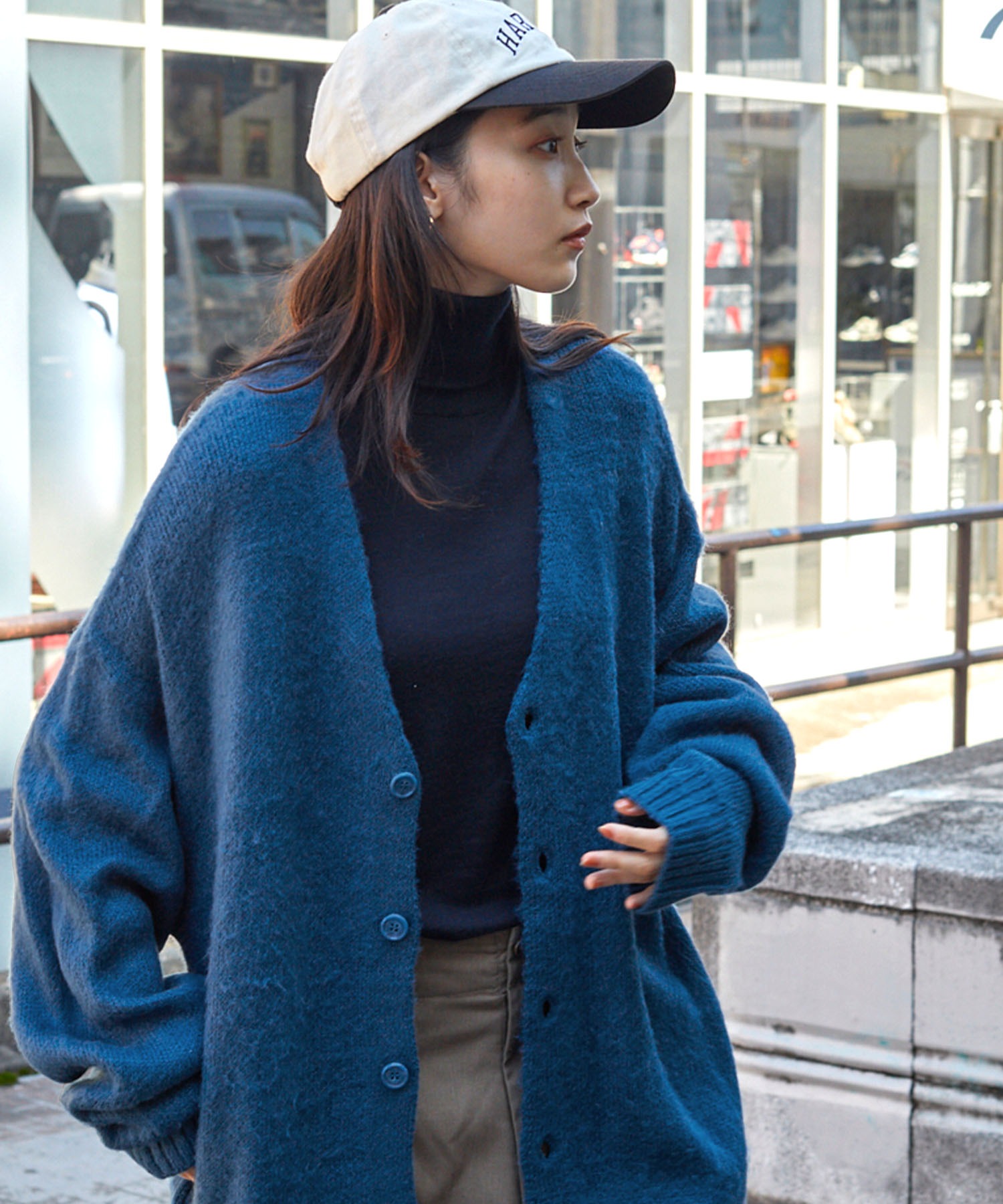 モヘアライクカラーリングニットオーバールーズカーディガン MONO-MART