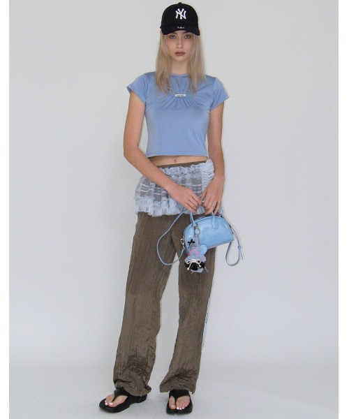 A'GEM/9 × .kom 『CRANK/クランク』 GLOSSY SHIRRING LOGO TOP