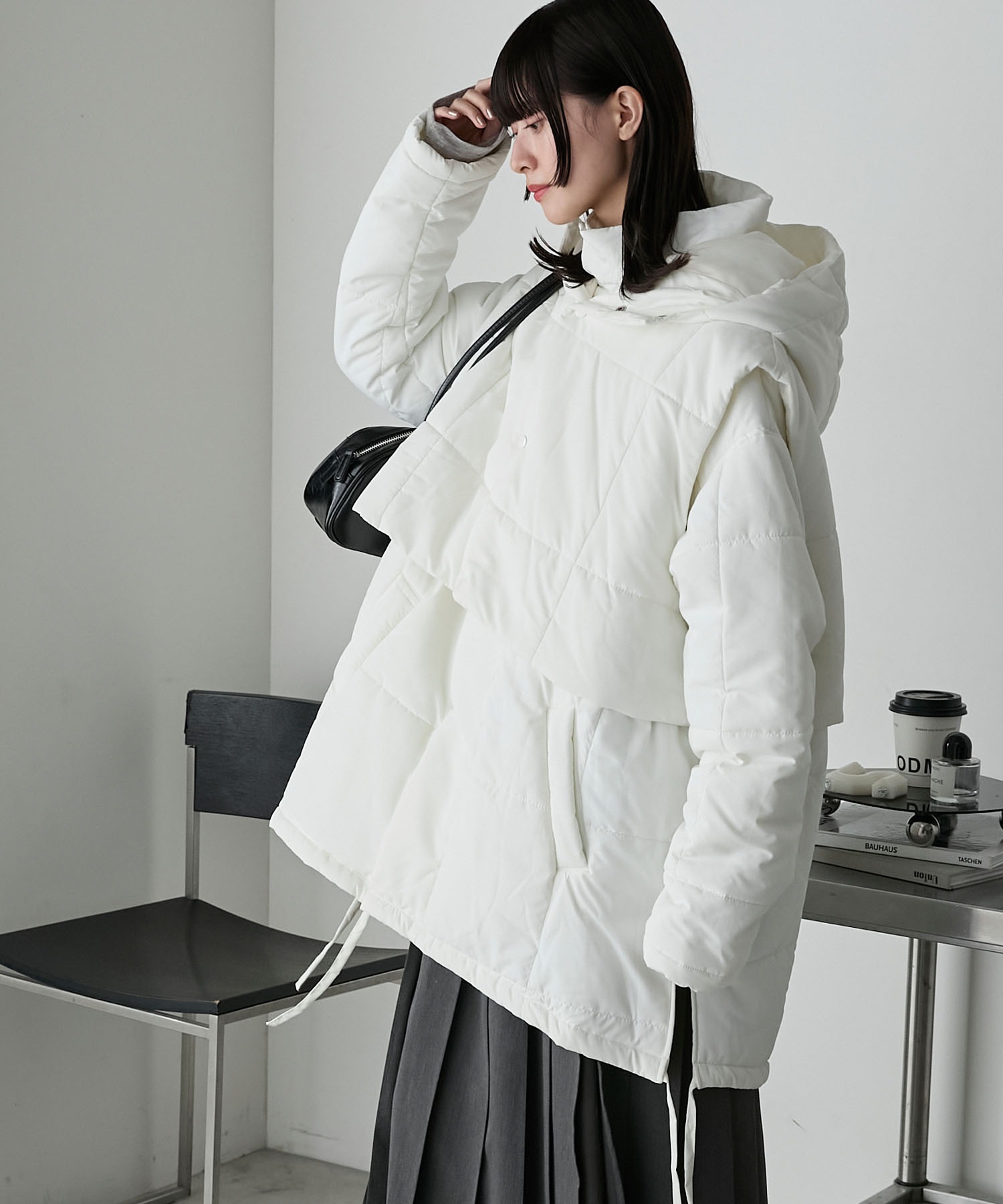 forksy.】フードベスト&ミドル丈ブルゾンセットアウター forksy.│MONO