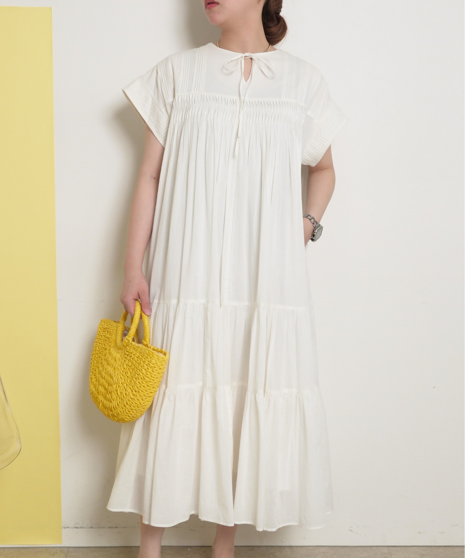前後2WAY】インド綿 ピンタック ボリューミーギャザーワンピ Palm
