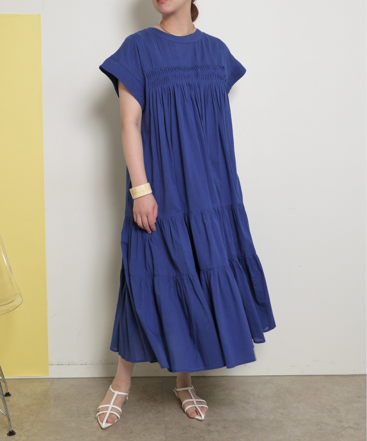 前後2WAY】インド綿 ピンタック ボリューミーギャザーワンピ Palm