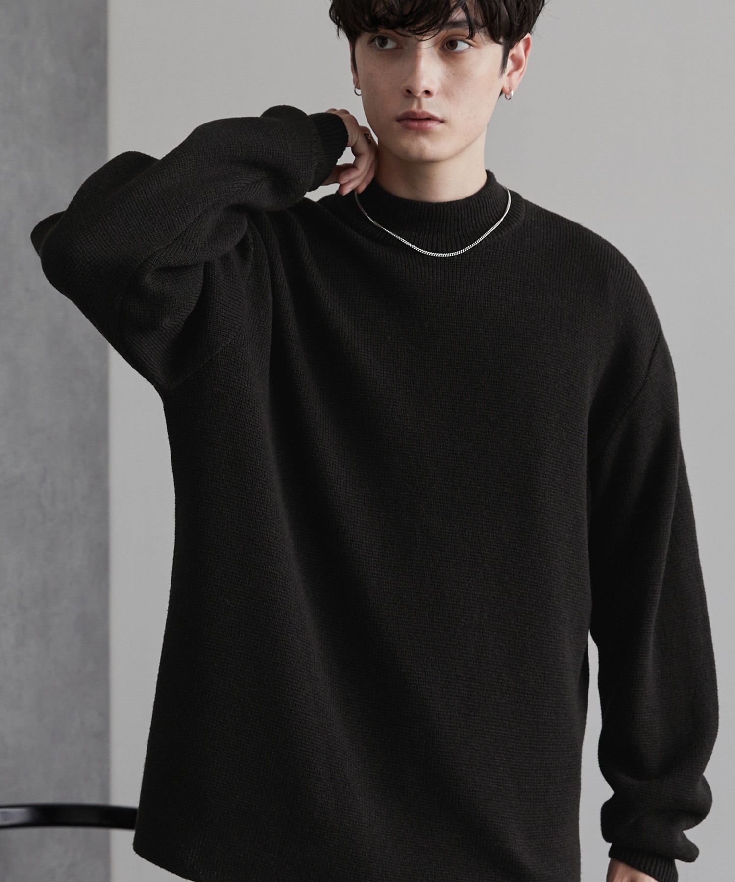 ウォッシャブルミラノリブモックネックルーズニット MONO-MART│MONO