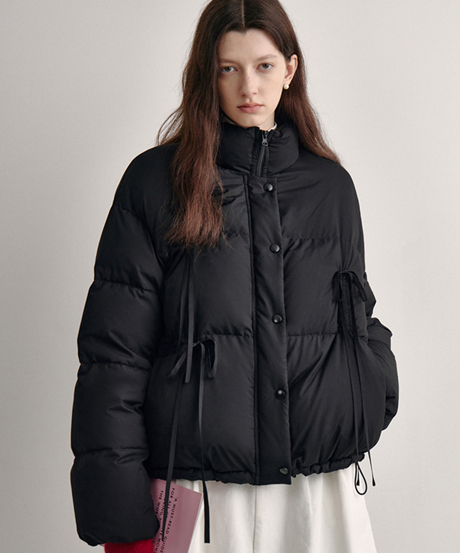 リボンデザイン ショートダウンジャケット FD24Y002【Fano Studios