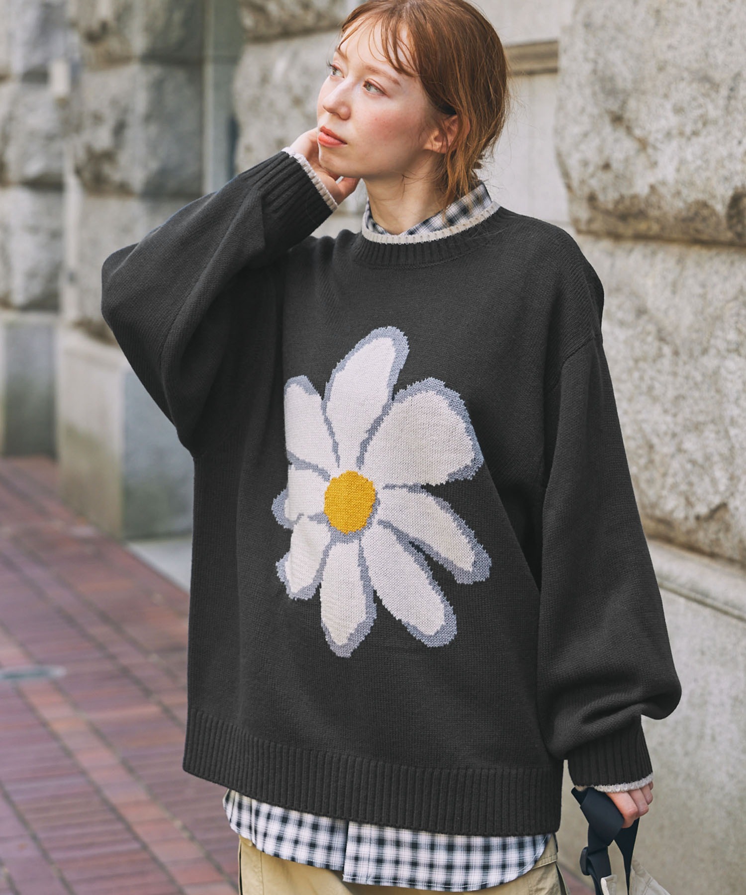 フラワージャガードニットプルオーバー MONO-MART LADY'S│MONO-MART