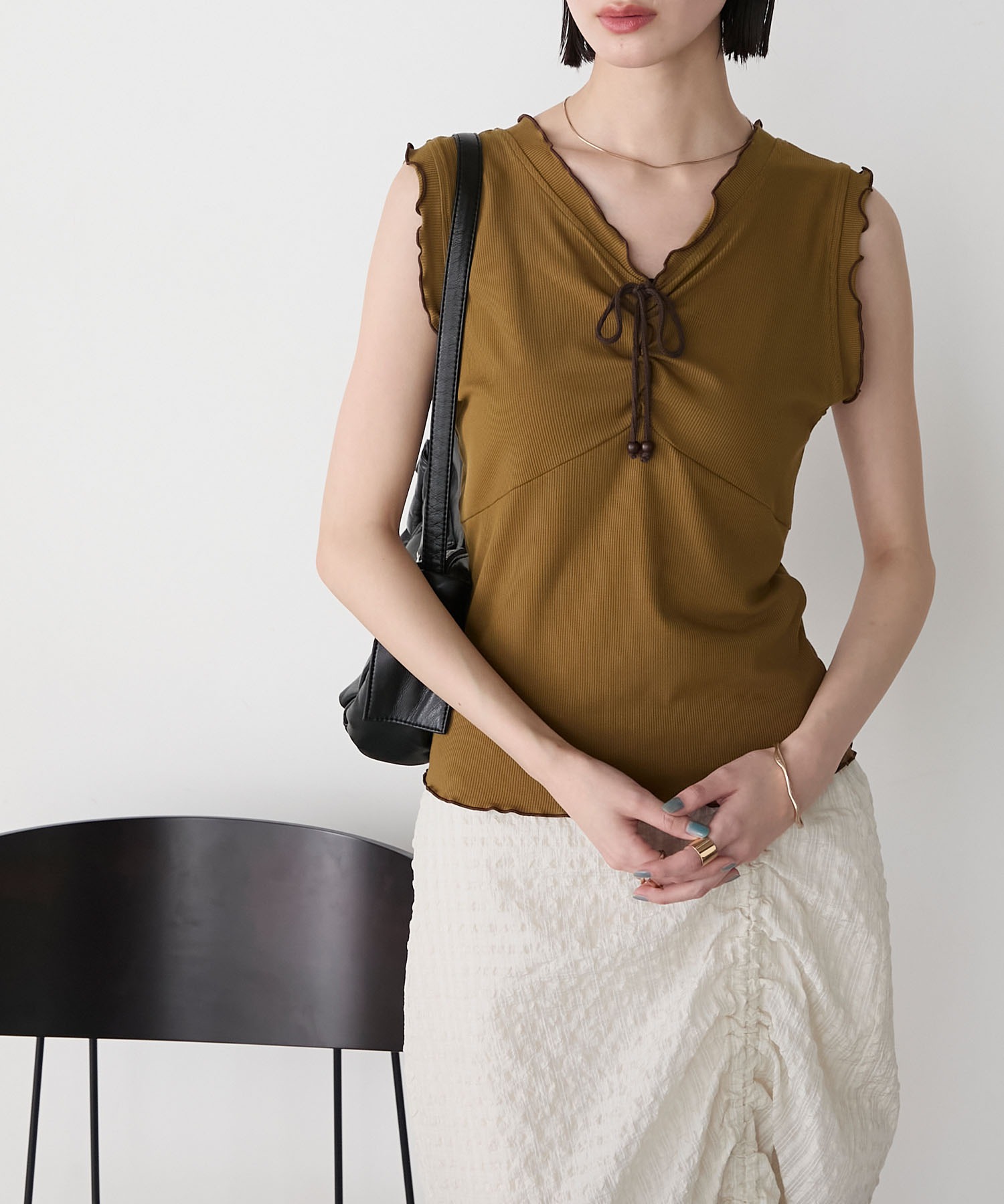 forksy.】メロウフリル リブタンクトップ forksy.│MONO-MART