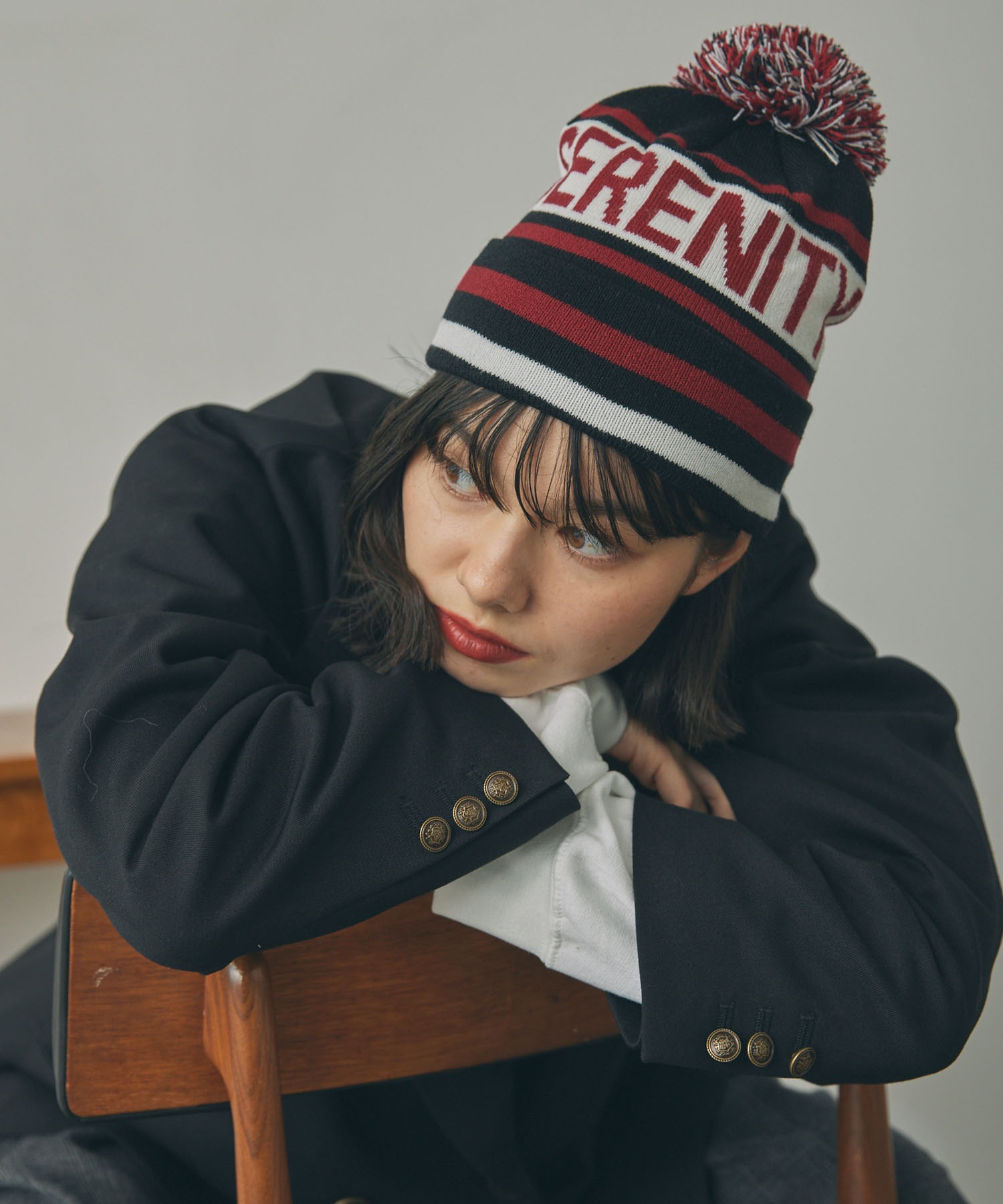 アソート柄 ポンポンニット帽 MONO-MART LADY'S│MONO-MART