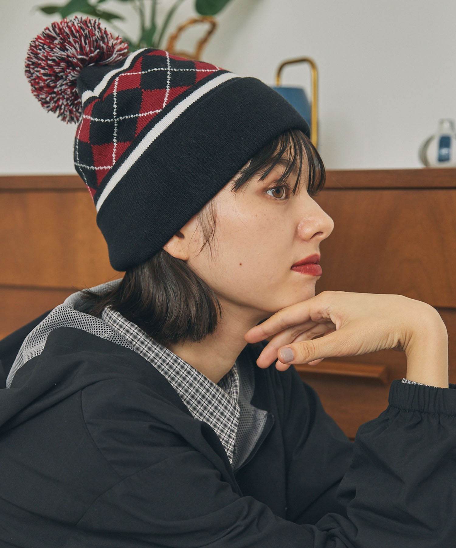 アソート柄 ポンポンニット帽 MONO-MART LADY'S│MONO-MART