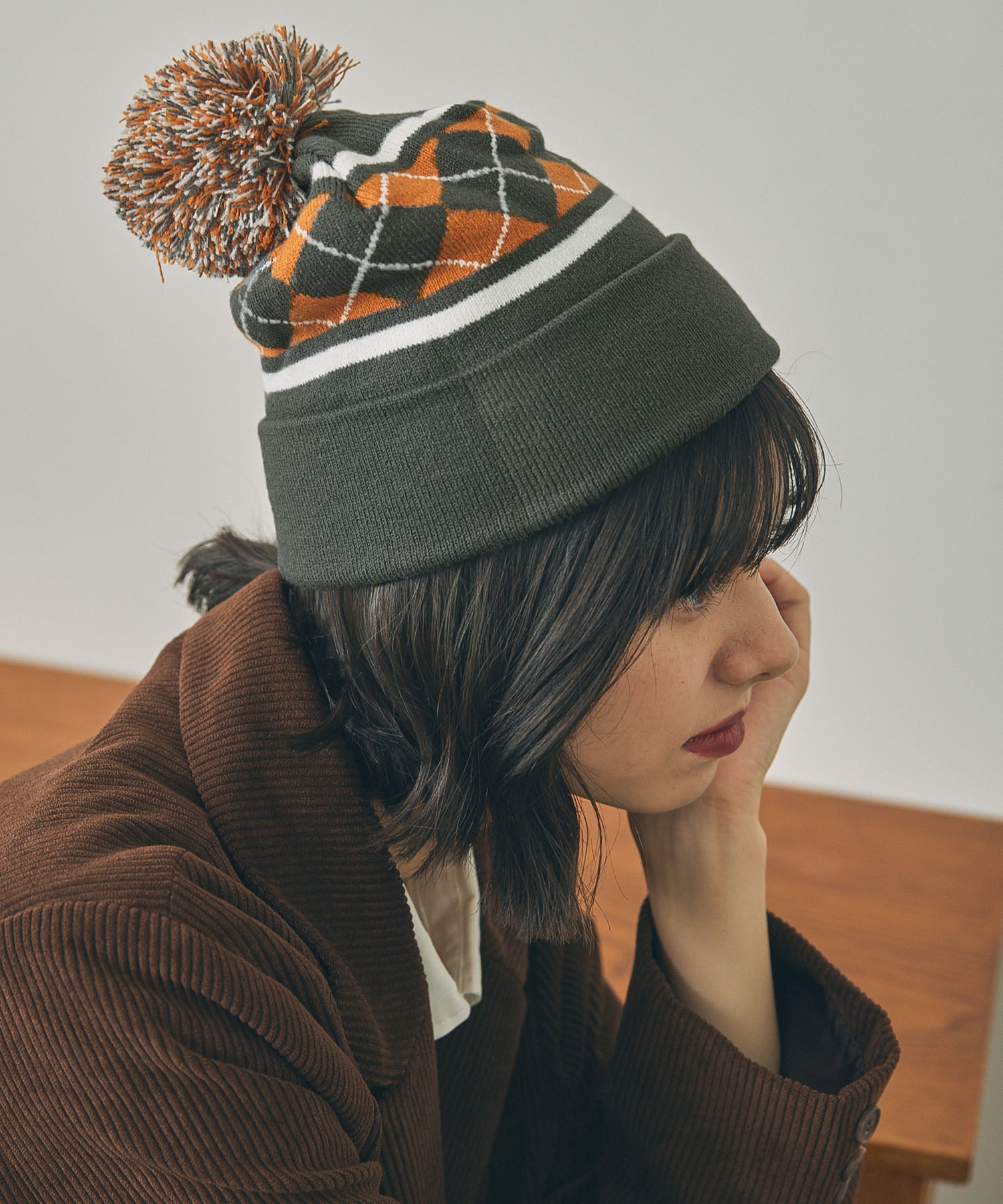 アソート柄 ポンポンニット帽 MONO-MART LADY'S│MONO-MART