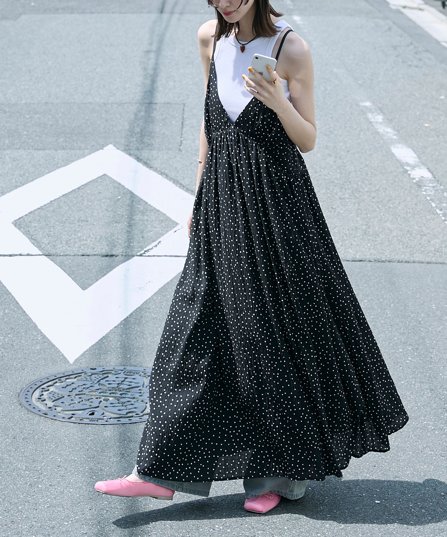 forksy.】Vネックボリュームギャザーキャミワンピース forksy.│MONO