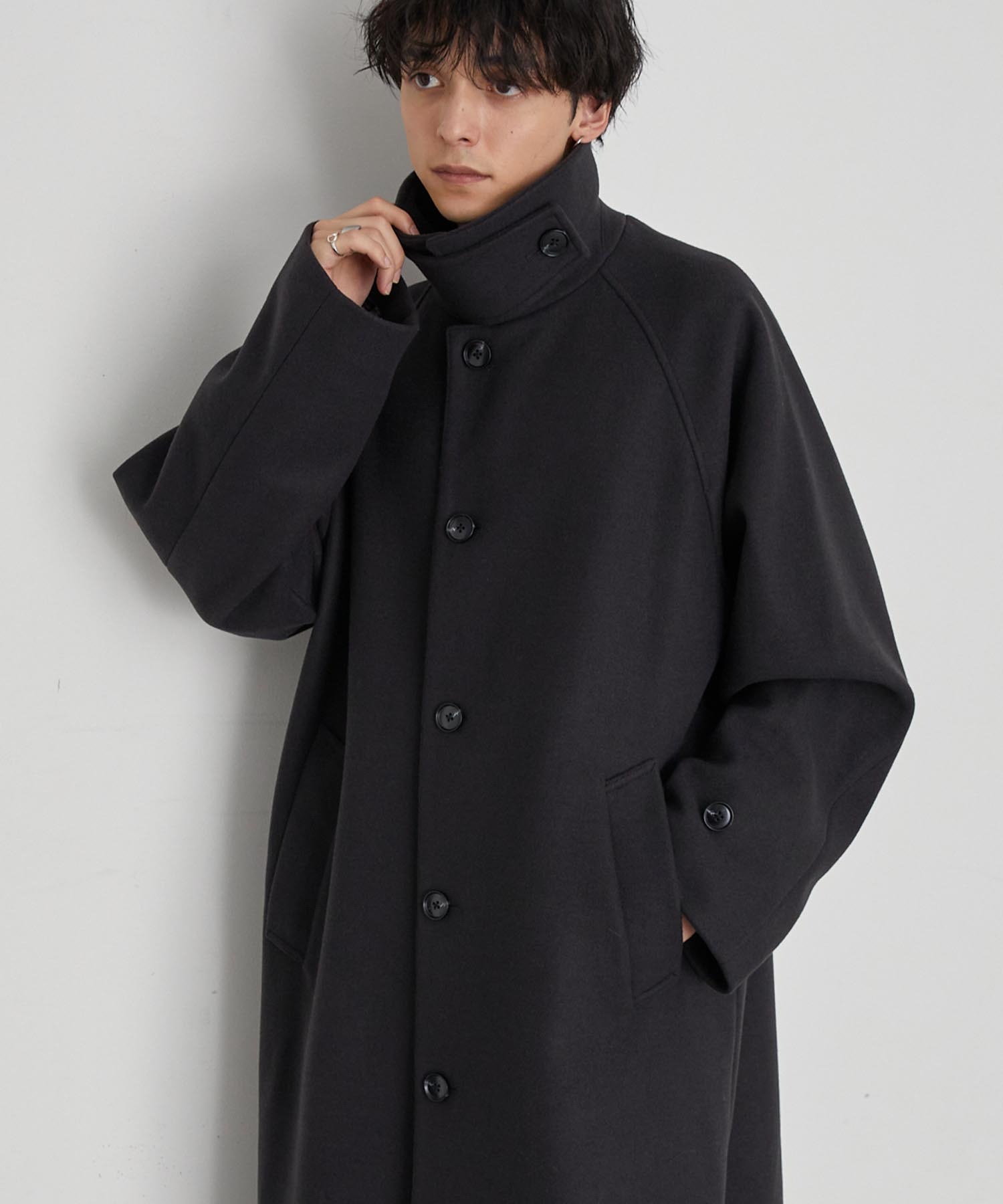 【Burberrys】ロングコート ブラック ステンカラー オーバーサイズ MONO-MART（モノマート） ステンカラーコート コート 「アンチピリング