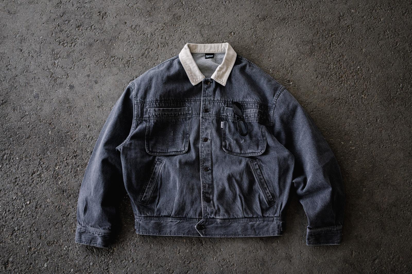 FLUTTER] Denim Tracker Jacket BLACK - OCEANBEETLE ONLINE STORE