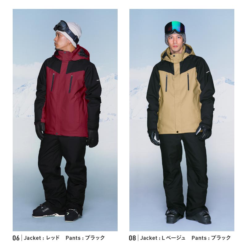 1~16カラー]スキーウェア メンズ レディース 上下セットト 中綿入り 撥