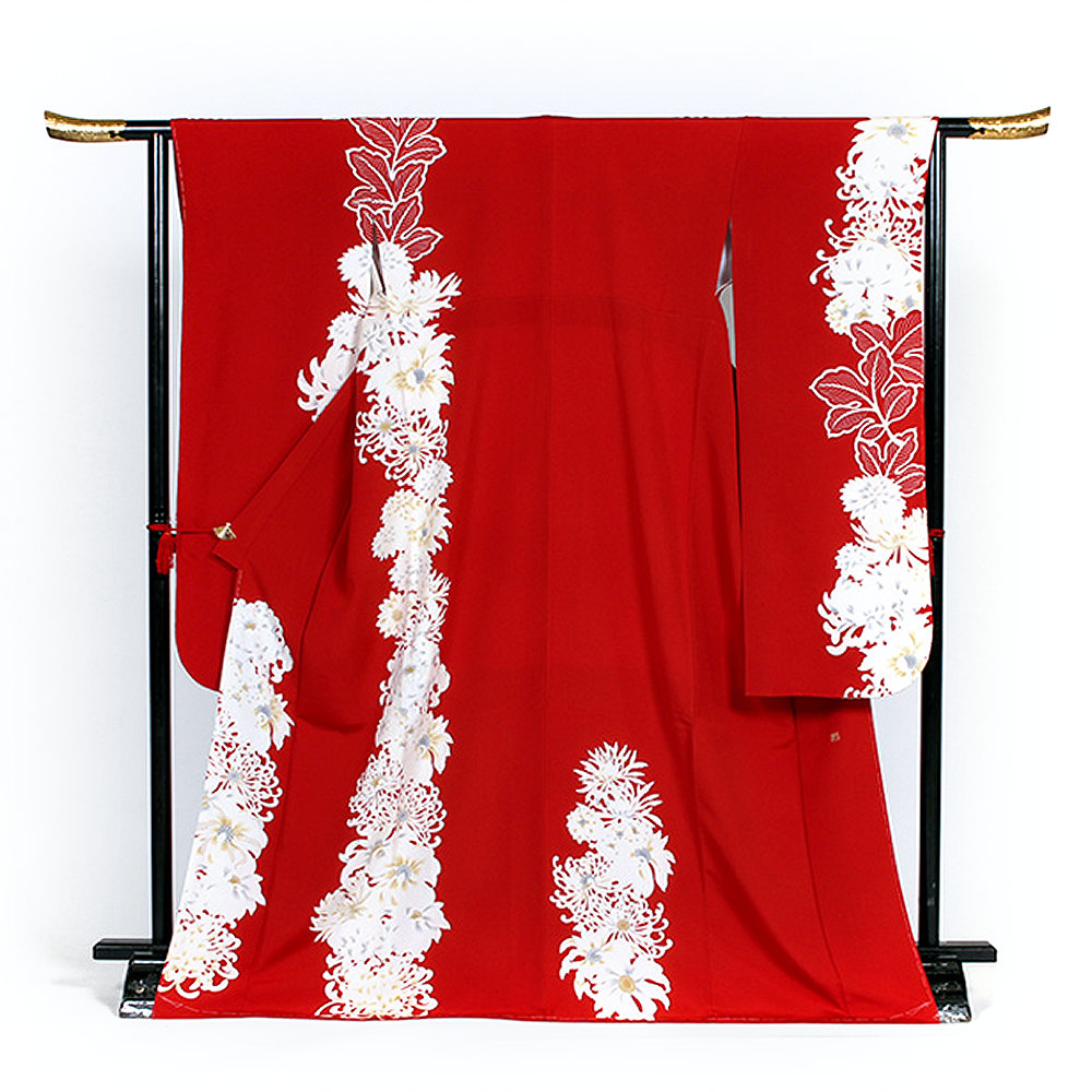 f-136 振袖 赤地 白菊 | 着物レンタルまつうら（貸衣装・貸衣裳