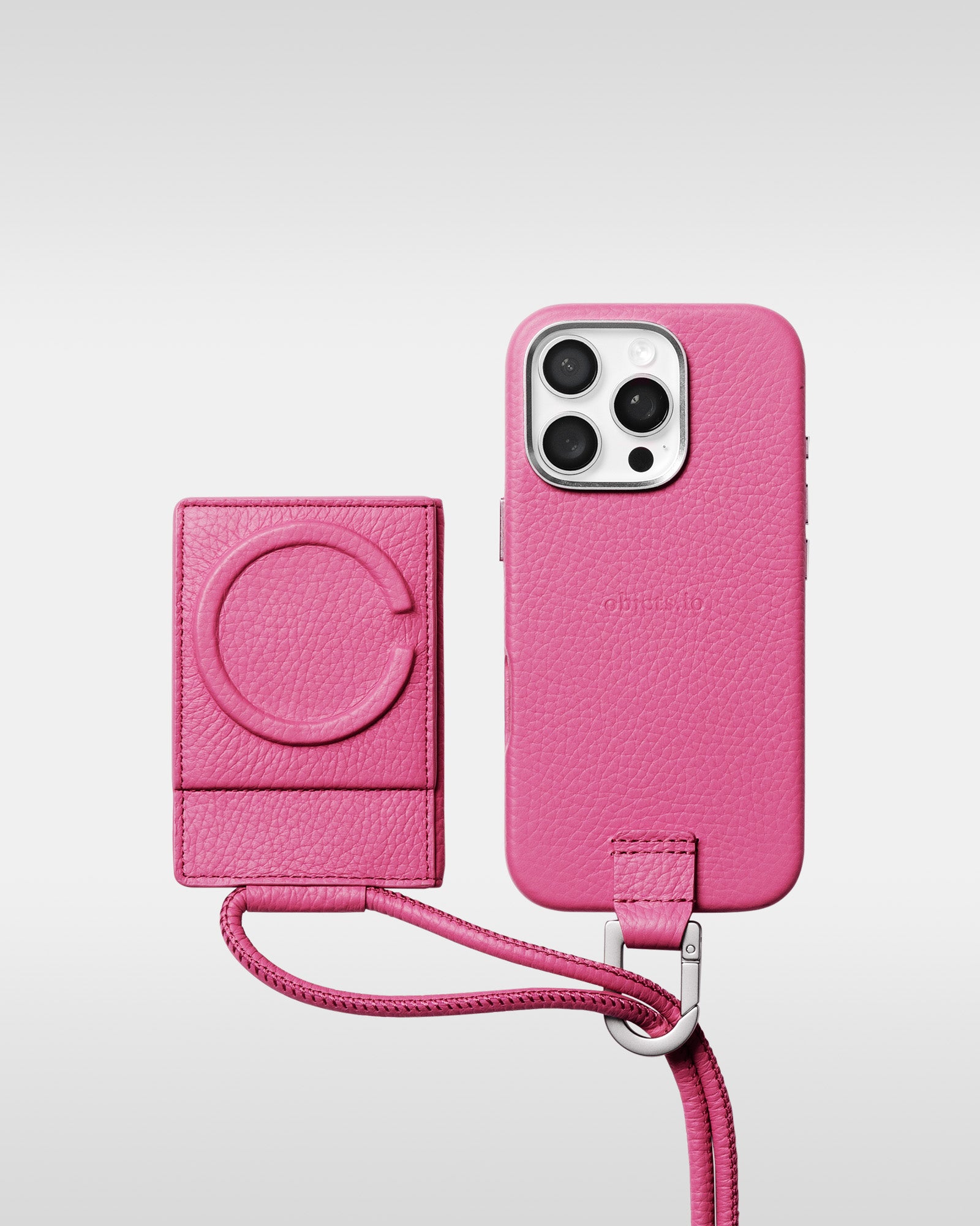 レザー製 iPhoneケース セット / ストラップ付スマホケース / スマホ