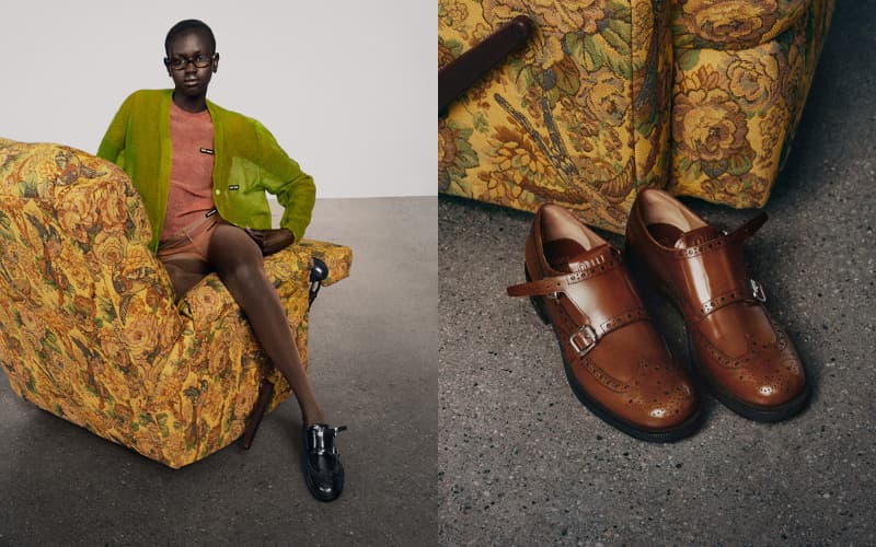 チャーチ×ミュウミュウ」コラボシューズ、丸みあるフォルムのレース