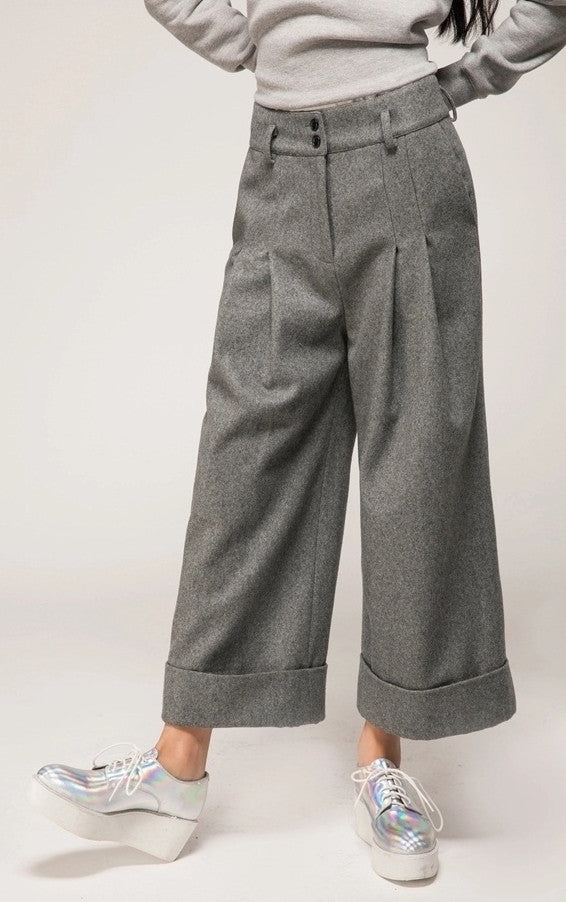 Women's Wool Wide Leg Culottes | Ofelya Boutique