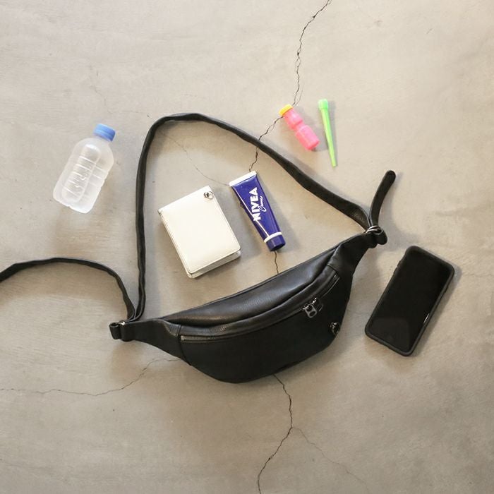 J-BG003)ENDUREレザーボディバッグショルダーバッグS-ブラック