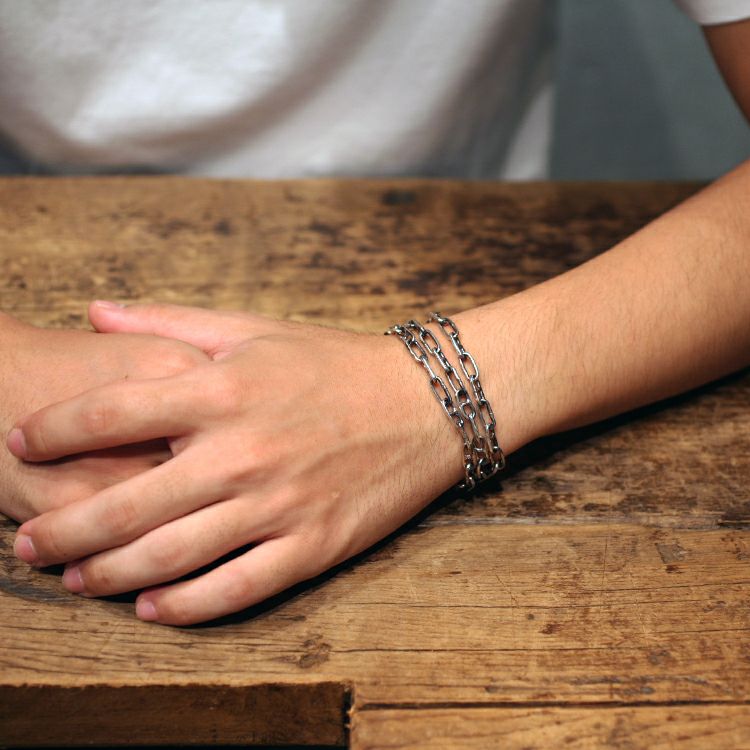 J-NS486)マリンチェーンブレスレット&ネックレス-シルバー925