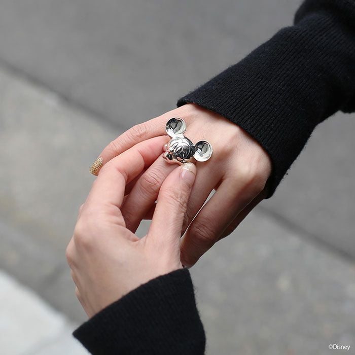 JWDRI004S)ミッキーマウスフェイスリング-シルバーS/指輪