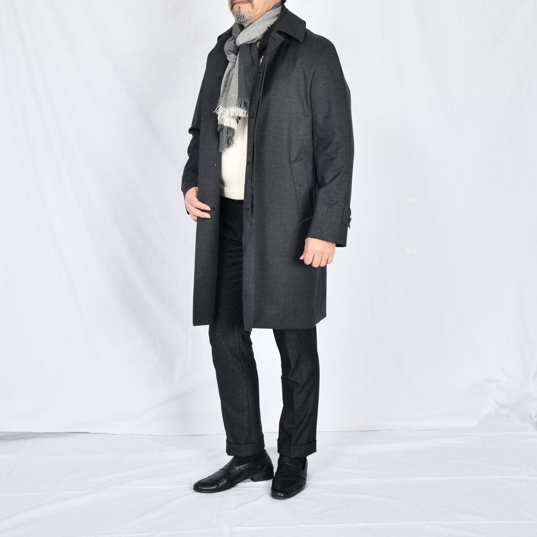 アンブロジアーノ】ウールステンカラーコート（チャコールグレー