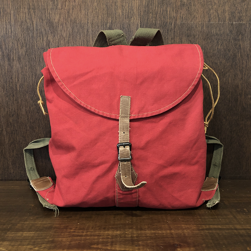 L.L. Bean Cursive Logo Tag Vintage Cotton Day Backpack Bag Red