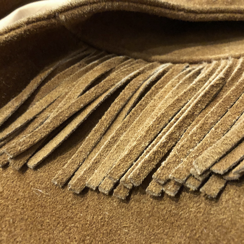 Schott Western Genuine Suede Leather Fringe Jacket Camel Brown 12