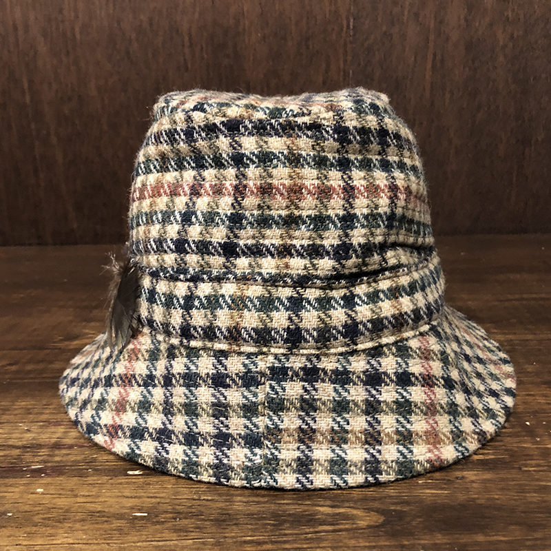 Hanna Hats Donegal Tweed Gunclub Check Bucket Hat Feather Charm L