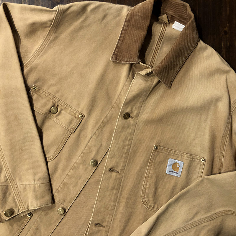 Carhartt Duck Canvas Coverall Jacket Chore Coat Brown No Lining L