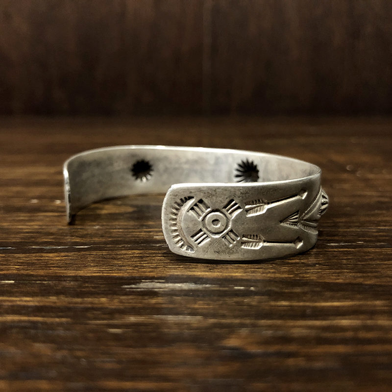Vintage Navajo Fred Harvey Silver Cuff bracelet Bangle Shell