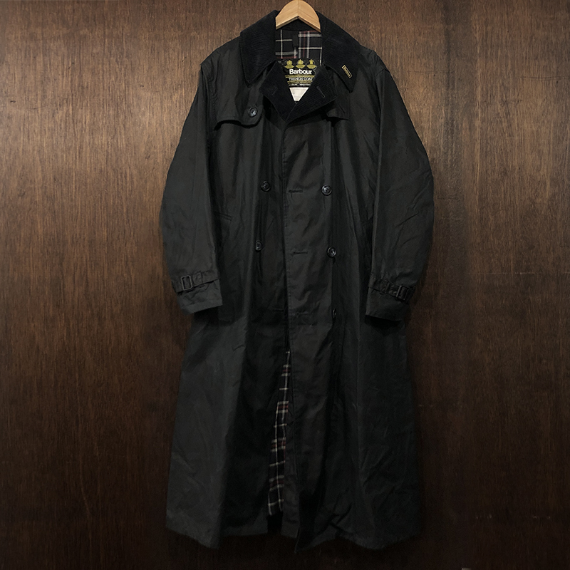 Barbour Trench Coat Navy Vintage 3Warrant C40 Mint バブアー