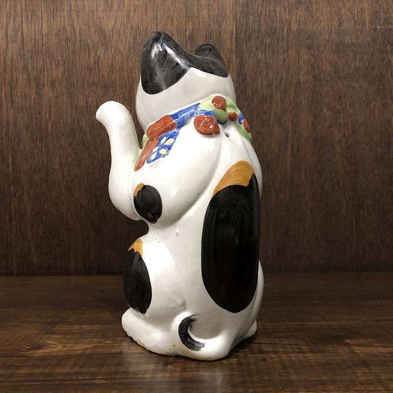 招き猫 古瀬戸 左招 25.5cm 当時物 骨董品 ジャパン アンティーク