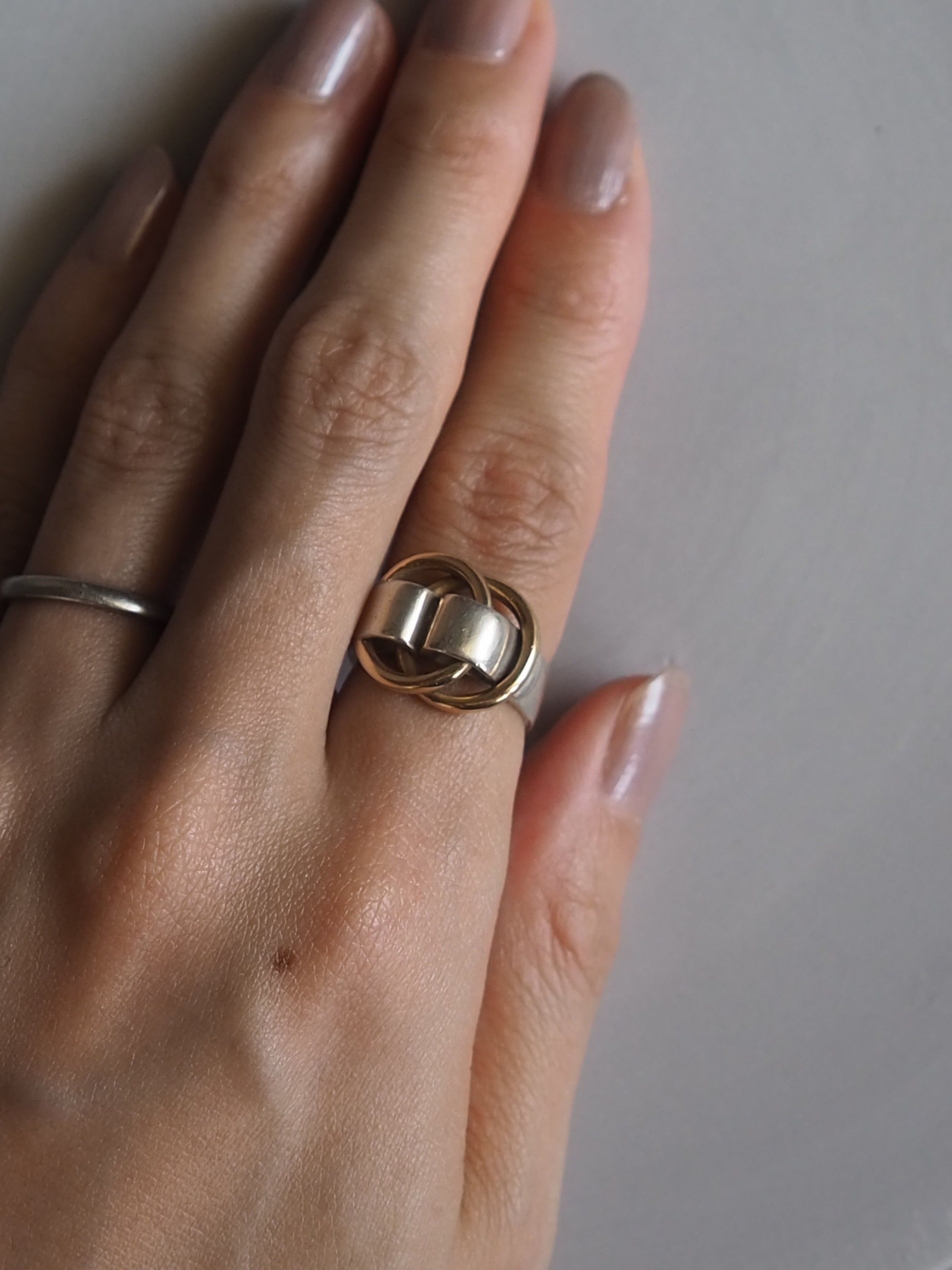 VINTAGE HERMES ヴィンテージ エルメス ドゥザノー リング コンビ 8号