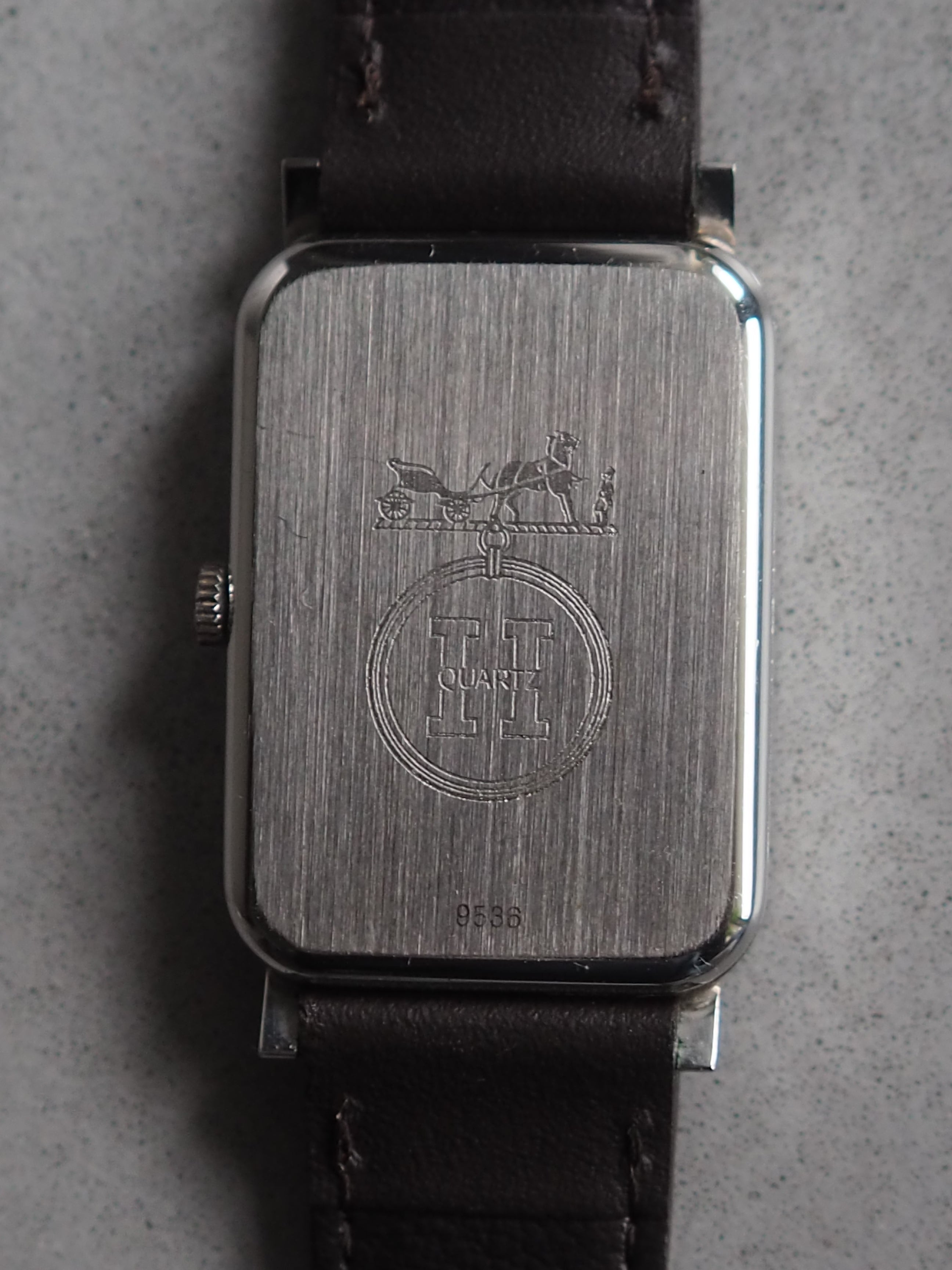 HERMES エルメス カレーシュ 馬車 ウォッチ 腕時計 シルバー ブラウン